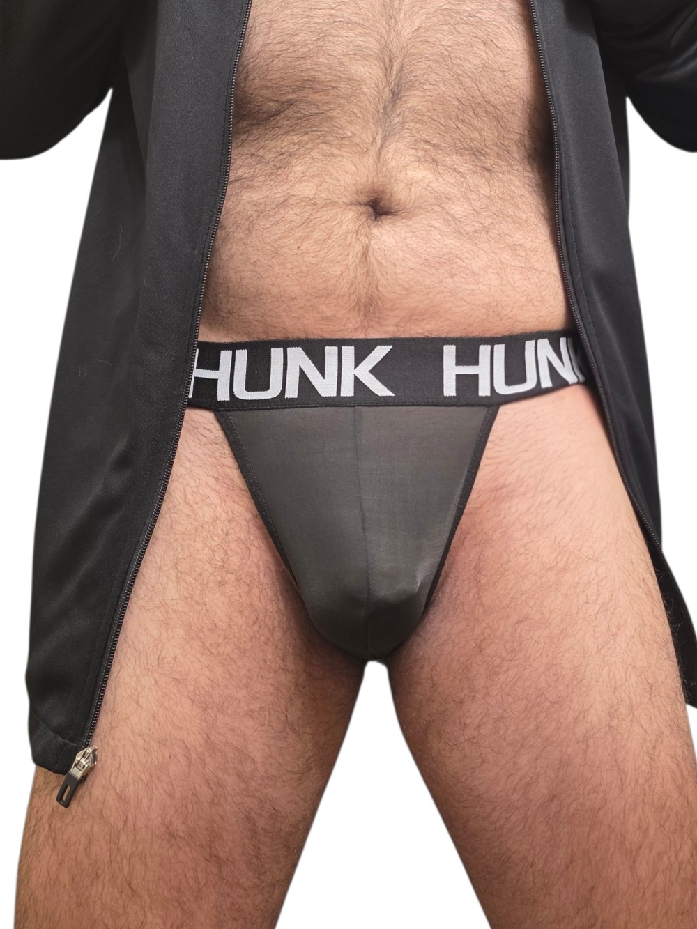 New Men’s Black Thong with HUNK Branded Waistband Size L